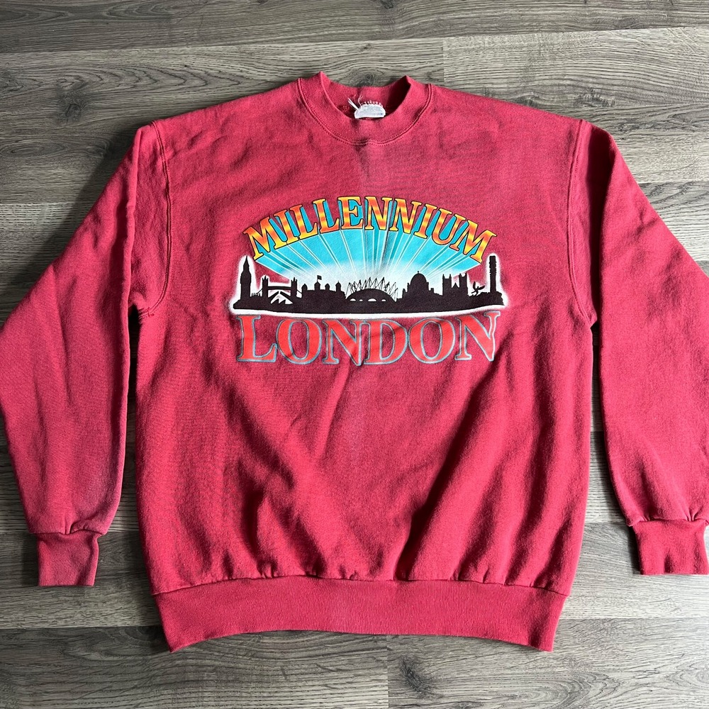 VTG Millennium London Sweatshirt Mens Large‎ 1999 New Years Eve Y2K England